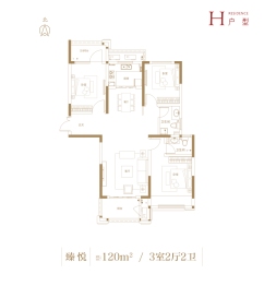 建业江山赋3室2厅1厨2卫建面120.00㎡