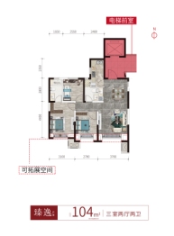 美室无双3室2厅1厨2卫建面104.00㎡