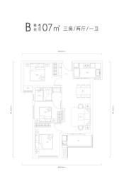 长投保利汉口印3室2厅1厨1卫建面107.00㎡