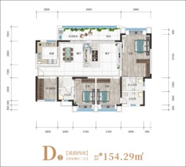 熙畔别院4室2厅1厨3卫建面154.29㎡