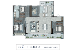 龙湖亿联·景粼玖序4室2厅1厨2卫建面160.00㎡