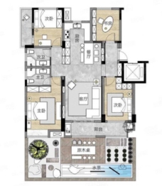 苏嘉观山悦4室2厅1厨2卫建面130.00㎡