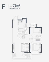 天津新鸥鹏教育城2室2厅1厨1卫建面75.00㎡