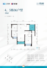 华发汇华湾畔3室2厅1厨1卫建面80.00㎡