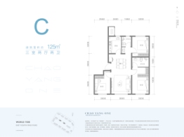 朝阳壹号3室2厅1厨2卫建面125.00㎡