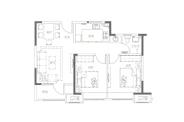 中联云裳小镇2室2厅1厨1卫建面84.00㎡