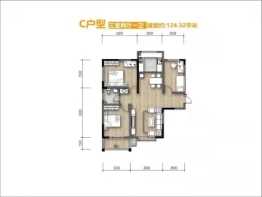 陇塬明都3室2厅1厨1卫建面124.32㎡