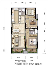 东昇地产3室2厅1厨2卫建面128.87㎡