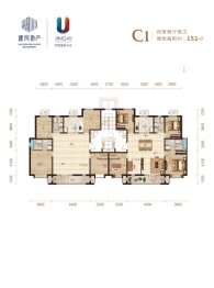 京西国际中心4室2厅1厨2卫建面152.00㎡