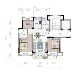 运和外滩里3室2厅1厨2卫建面89.00㎡