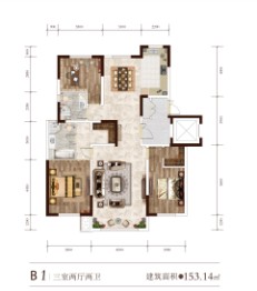 富源·幸福华庭3室2厅1厨2卫建面153.00㎡