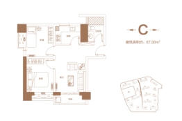 泉舜上城2室2厅1厨1卫建面67.00㎡