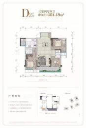 绿地海棠湾2期3室2厅1厨2卫建面101.19㎡