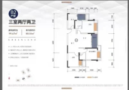 绿地海棠湾2期3室2厅1厨2卫建面99.67㎡