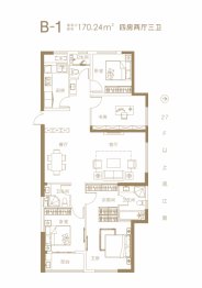 枫华国际4室2厅1厨3卫建面170.24㎡