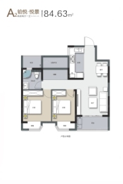 香逸铂悦2室2厅1厨1卫建面84.00㎡