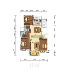 水岸名邸3室2厅1厨2卫建面114.00㎡