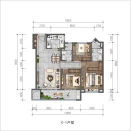 大发恒欣·熙悦3室2厅1厨2卫建面105.00㎡