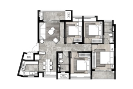 新世界汉江·云赫4室2厅1厨2卫建面126.00㎡