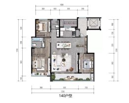 儒辰辰光里3室2厅1厨2卫建面140.00㎡