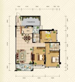 碧园紫荆城3室2厅1厨2卫建面127.00㎡