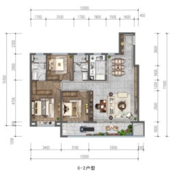 大发恒欣·熙悦3室2厅1厨2卫建面125.00㎡