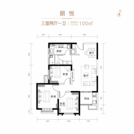 元熙樾府3室2厅1厨1卫建面100.00㎡