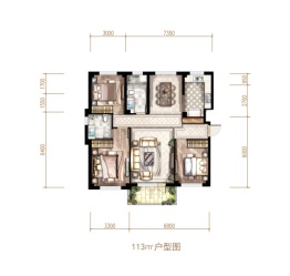 光伸玺樾3室2厅1厨2卫建面113.00㎡