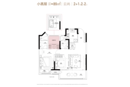 新城·路劲西岸时光3室2厅1厨2卫建面89.00㎡