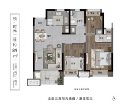 中梁暨阳时光3室2厅1厨2卫建面89.00㎡