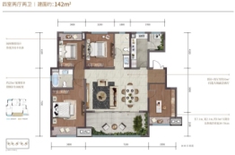 中国铁建·東林道4室2厅1厨2卫建面142.00㎡