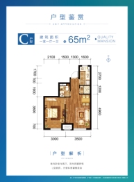 温泉新都孔雀城1室1厅1厨1卫建面65.00㎡