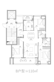 万科 燕语光年3室2厅1厨2卫建面110.00㎡