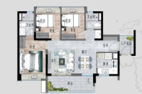 B2建面92三房两厅两卫户型图