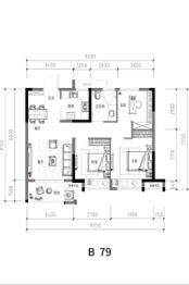 鸿翔宝龙北宸里3室2厅1厨1卫建面79.00㎡