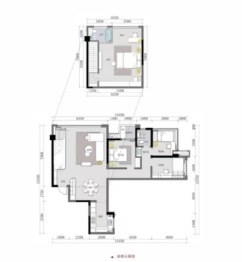 万科观山甲第3室2厅1厨1卫建面125.00㎡