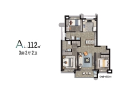 杨浦滨江壹号3室2厅1厨2卫建面112.00㎡