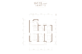 富力悦禧城3室2厅1厨1卫建面115.22㎡