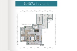 万科·城望云起·四季3室2厅1厨2卫建面107.00㎡