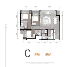 龙湖美林美院3室2厅1厨2卫建面99.00㎡