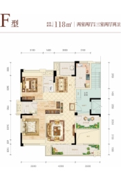 方城大院2室2厅1厨2卫建面118.00㎡