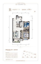 固安万达广场·金威悦澜湾2室2厅1厨1卫建面91.00㎡