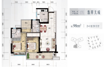 碧桂园·翡翠城建面约98㎡户型