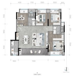 中粮中央公园瑞府4室2厅1厨2卫建面124.00㎡