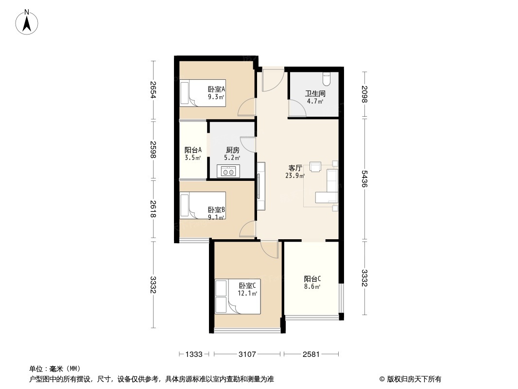 户型图2/3