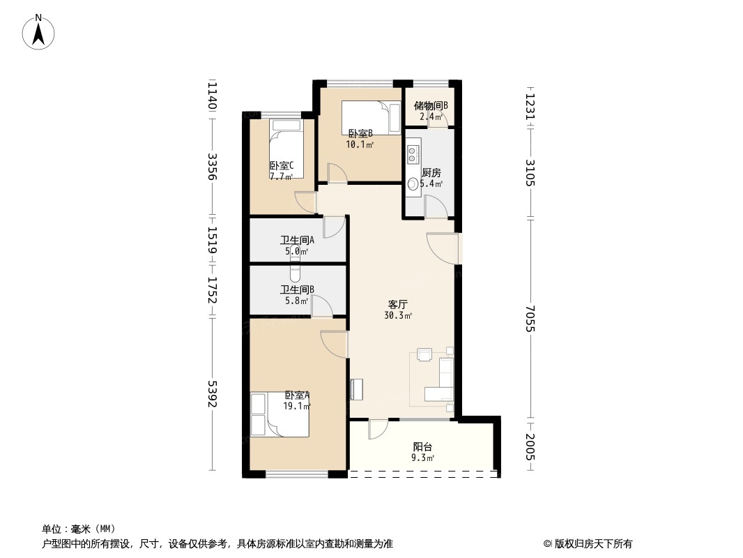 户型图2/3