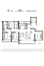 荣安沁樾庄4室2厅1厨2卫建面144.00㎡