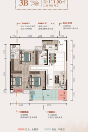 冠泰万里时代3室2厅1厨2卫建面111.90㎡