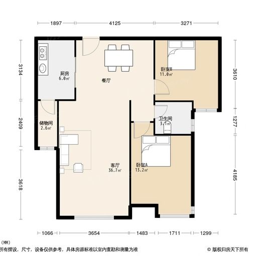 二七市财政局康桥金域上郡 2室2厅 96㎡ 2500元/月