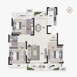 淮阳建业熙望3室2厅1厨2卫建面132.00㎡